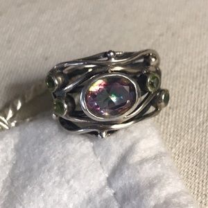 Artesian sterling silver mystic topaz peridot ring